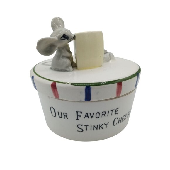 Vintage Kitsch Mouse Cheese Jar Viking Handmade Japan Funny Midcentury Decor - Picture 1 of 16